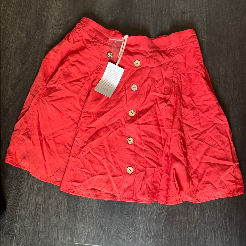 ModCloth Orange Button-Up Skater Skirt